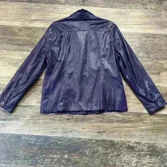 Additions by Chicos Size 2 women’s button down purple snake skin top - Picture 3 of 4